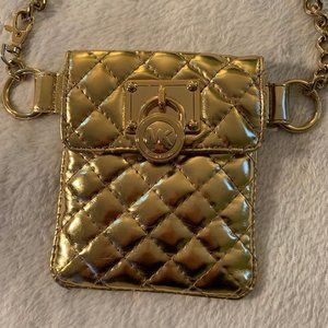 Michael Kors Gold Metallic Waist Bag with Chain